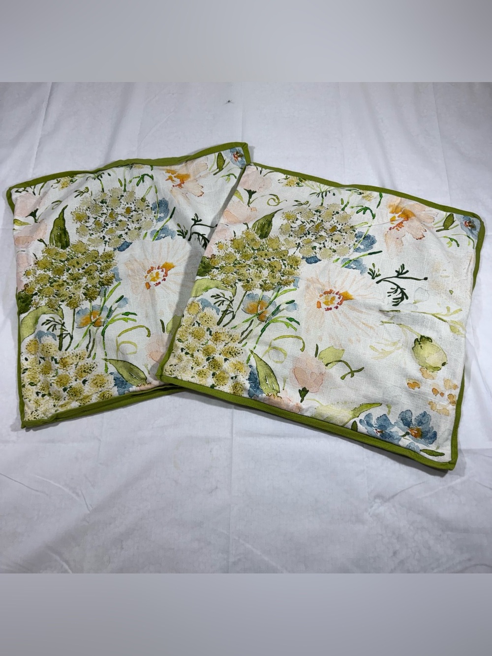 Magaschoni Home Cotton Watercolor Floral Pillow Covers Shams Set of 2